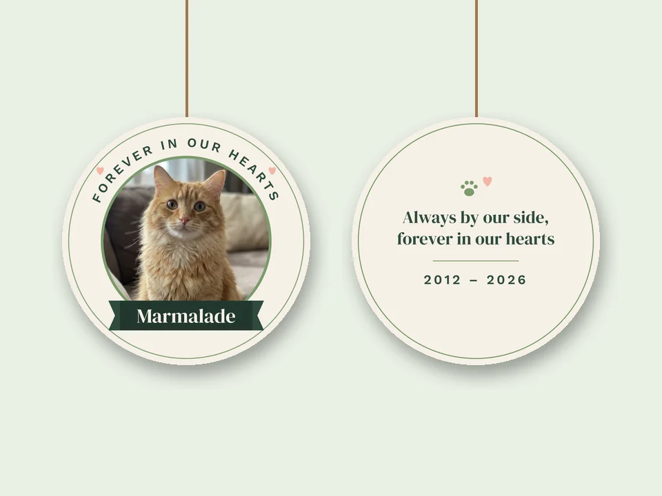 Pet memorial ornament example