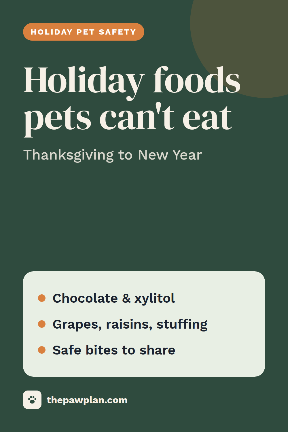Holiday foods dogs and cats can't eat