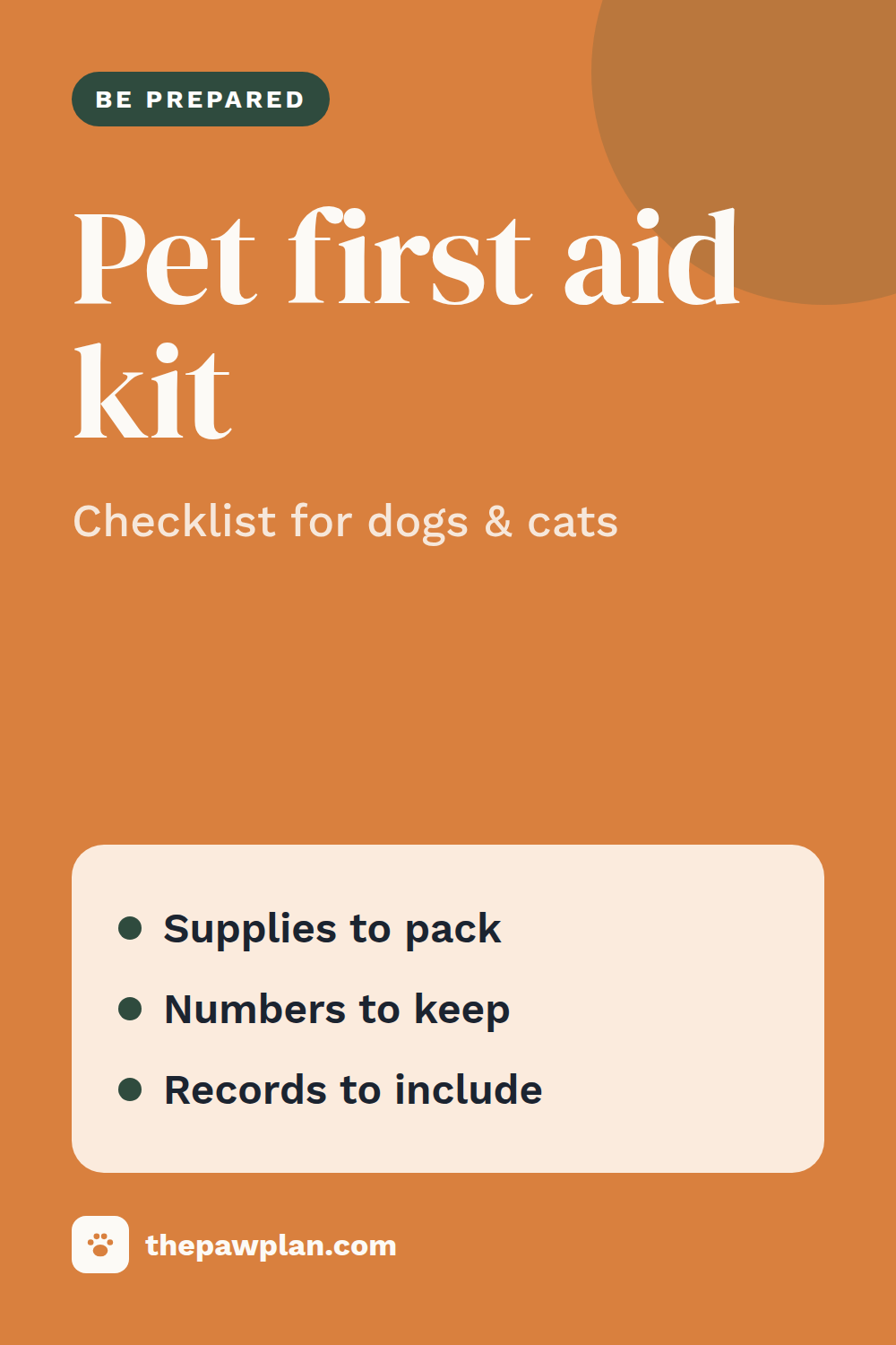 Pet first aid kit checklist